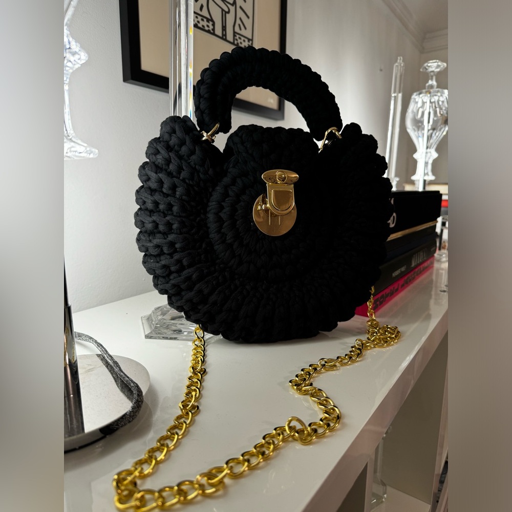 Hand Knitted Gold Chain Bag